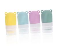 DEARMAMY 4pcs Silicone Travel Bottles Squeezable Liquid Containers for Toiletries Refillable Travel Accessories Matcha Cherry