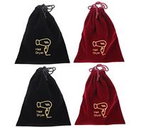 DEARMAMY 4pcs Travel Hair Dryer Storage Pouches Reusable Drawstring Organizers Compact Hair Dryer Carriers for Home and Travel Versatile Cloth Bags Jewelry More