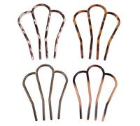 DEARMAMY 4pcs U Shaped Hair Side Comb with 4 Teeth, Plastic Hair Styling Accessory Comb Featuring Nonslip Grip and Secure Updo Design, for Women at Travel and Prom Events
