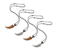 DEARMAMY 4pcs Vintage Faux Tooth Pendant Necklace Unisex Resin Resin Jewelry with Adjustable Rope Lightweight Punk Style for Men Women
