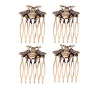 DEARMAMY 4pcs Vintage Hair Comb Set for Wedding and Party Elegant Iron Bee Design Easy to Put into Hair Delicate Antique Style for Bride