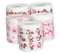 DEARMAMY 5 Rolls Christmas Toilet Paper with Colorful Festive Patterns Humorous Holiday Tissue for Kitchen Bathroom Guest Use Multipurpose Xmas Decor and