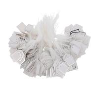 DEARMAMY 500pcs Silver Edge Fan-Shaped Price Tags with String Attached - Small Jewelry Pricing Labels for Retail, Mini Price Tags, Craft, and Stock Management
