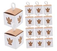 DEARMAMY 50pcs Box Square Carton Candy Boxes The Wedding Favor Groomsmen Surprise Sweet Reveal Container Vintage Candy present Boxes Goodies Boxes Candy present Bags