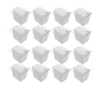 DEARMAMY 50pcs Takeaway Paper Food Containers with Metal Wire Handle White Cardboard Boxes for Fried Rice Chicken Fries Fast Food Packaging Catering Picnic Transport Storage