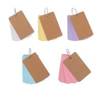 DEARMAMY 5Pcs Assorted Color Blank English Word Memo Cards Portable Notepad Thick Paper Stationery for School Students Office Use