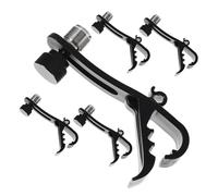 DEARMAMY 5Pcs Black Drum Mic Clip Set Shockproof Plastic Drum Rim Microphone Holder Clamps for Kit Instrument Mic Stand Attachment for Secure Percussion Recording