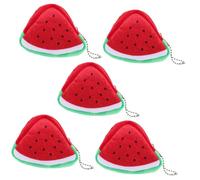 DEARMAMY 5pcs Cartoon Purse Watermelon Triangle Wallet for Women Zippered Storage Bag Cute Accessory Organizer
