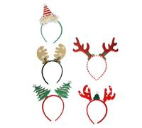 DEARMAMY 5Pcs Christmas Reindeer Antlers Headbands Festive Hair Hoops for Adults Lightweight Durable Holiday Party Accessories
