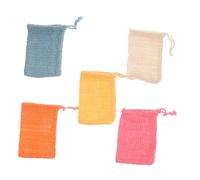 DEARMAMY 5pcs Colorful Cotton Linen Soap Foaming Bags with Drawstring for Bathroom Shower Soft Texture for Bubble Creation and Soap Storage Convenient Hanging Pouches for Home Bath Use