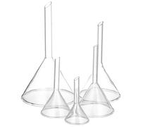 DEARMAMY 5pcs Glass Filling Funnels Laboratory Borosilicate Glassware High Temperature Resistant Reusable Triangular Stem Funnels for Analytical Chemistry Liquid and Powder Transfer