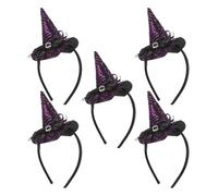DEARMAMY 5pcs Halloween Witch Hat Headband Cute Gothic Cosplay Hair Accessory Spider Web Pattern for Girls Party Dress