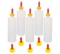 DEARMAMY 5pcs Lamb Feeding Bottles 400ml with 5 Long 6.2x3cm Teats Livestock Animal Milk Bottles Calf Nursing Supplies for Goat and Sheep Farm Use