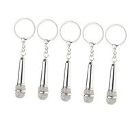 DEARMAMY 5pcs Microphone Key Chain Pendant Chic Music Microphone Key Charm Decorative Keyring Stylish Ornament Fine Details Music