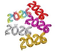 DEARMAMY 5pcs Year Wall Decor Balloons Aluminum Film Number Party Decoration Kit for Nye Graduation Birthday Colorful Gold Silver Red Balloons for Photo Booth and Festive Countdown