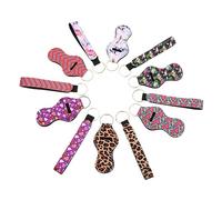 DEARMAMY 6 Pack Lipstick Cover Holder Keychains Neoprene Wristlet for Key Ring Set Colorful Design