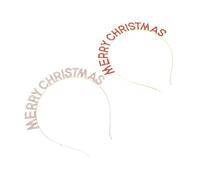 DEARMAMY 6 PCS Chic Rhinestone Letter Hairbands for Christmas Party Decorative Headdresses in Red Rose Gold Elegant Merry Christmas Hairbands for Festive Holiday Costume Accessories