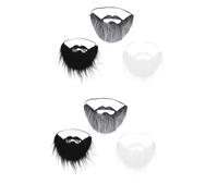 DEARMAMY 6 Pcs Fake Mustache and Beard with Elastic Rope Lightweight Skin Friendly Halloween Cosplay Props for Party Costume Includes White Black and Black Grey Colors