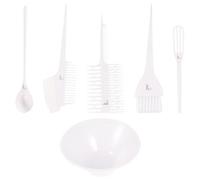 DEARMAMY 6 Pcs Hair Coloring Comb and Brush Kit with 120ml Dyeing Bowl, Stir Bar, Scoop, and Combs, Made of Sturdy Pp Material, Convenient and Protective for Self-help Hairdressing