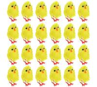 DEARMAMY 60Pcs Mini Chicks Set Yellow Chicks Easter Fur Plastic Plush Chicken Figures Miniature Ornament for Bonnet Decoration, Egg Hunt, Baskets Stuffers
