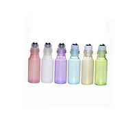 DEARMAMY 6pcs 3ml Glass Roll-on Bottles Essential Oil Refillable Portable Subpackaging Bottles Pearlescent Pink Purple Blue Green White Gold Roller Ball for Aromatherapy Travel