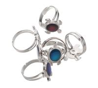 DEARMAMY 6pcs Adjustable Turtle Mood Rings for Temperature Sensitive Color Changing Jewelry Flexible Open Design Cute Emotion Reflecting Party Favors for Birthdays