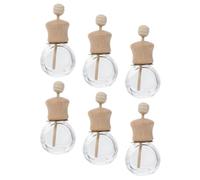 DEARMAMY 6pcs Aroma Diffuser with Clip for Automotive Use, 10ml Glass and Wood Essential Oil Car Scent Diffuser, Easy to Carry Air Freshener Suitable for Car and Air Conditioner