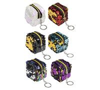 DEARMAMY 6pcs Bags for Women Sequin Change Purse Coin Purse for Girls Zipper Wallet Daily Use