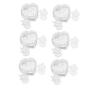 DEARMAMY 6pcs Carriage Shape Candy Boxes Transparent Heart-shaped Treat Containers for Wedding Christmas Shower Party Favour Packaging Elegant Design