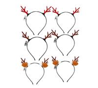 DEARMAMY 6pcs Christmas Led Antler Headband Sequin Hair Hoop Xmas Headdress Festival Headwear for Women Random Style