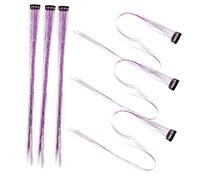 DEARMAMY 6pcs Glitter Hair Tinsel Extensions Kit Clip In Shimmer Strands for Easy to Attach Tinsel Hair Accessories for Parties Dances and Special Occasions