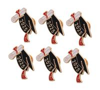 DEARMAMY 6pcs Grad Cap Brooch Bachelor Cap Lapel Badges for 2025 Graduation Party Accessory