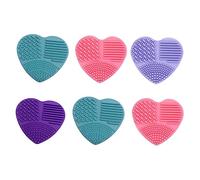 DEARMAMY 6Pcs Heart Shaped Silicone Makeup Brush Cleaning Scrubber Easy to Use Dual Purpose Tool for Efficiently Removing Residue for All Brush Mixed Colors