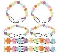 DEARMAMY 6pcs Rainbow Flower Headband Floral Elastic Women Headband for Holiday Accessories Cute