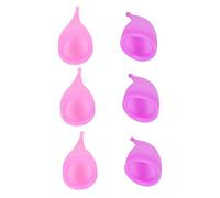 DEARMAMY 6pcs Silicone Menstrual Cups Set Large Purple Pink 30ml Capacity Leakproof Design Comfortable Alternative to and Pads for Women