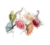 DEARMAMY 6pcs Simulated Rose Flower Hair Clips Lightweight Floral Duckbill Hairpins for Women Wedding Party Prom Accessories in Purple Green Blue Yellow Pink White
