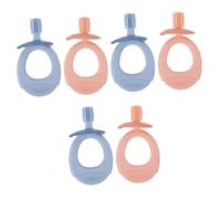 DEARMAMY 6pcs Toothbrush Teething Keys Soft Silicone Safe for Teeth Non-Slip Grip Learning to Brush