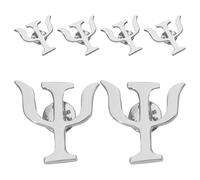 DEARMAMY 6pcs Vintage Silver Psychology Symbol Brooch Set - Greek Psi Lapel Pins for Women, Psychology Graduation, Cardigan Collar Clips, Medical Jewelry for Nurses and Doctors