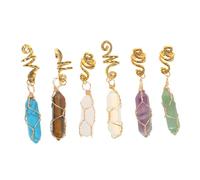 DEARMAMY 6pcs Vintage Stone Hair Accessories for Women Hexagonal Wire Wrapped Dreadlock Charms for Braids Easy to Use Braiding Jewelry Enhancing Hairstyle and Outfit Coordination