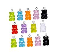DEARMAMY 70pcs Colorful Little Bear Pendants Resin Charms for DIY Jewelry Making Assorted Colors Each Resin Bear Keychains for Bags Phone Covers Creative Adorable Supplies