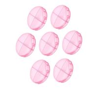 DEARMAMY 7pcs Portable Round Pill Organizer with Separate Compartments Secure Flip-top Lid Moisture Barrier Compact Medicine Holder for Travel Purse Pocket Storage