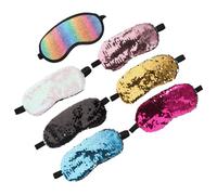 DEARMAMY 7pcs Sequin Eye Mask Sleep Blindfold Cooling Eye Patches for Travel Home Hotel