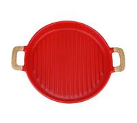 DEARMAMY 8-Inch Matte Red Ceramic Dessert Plate Double Handles, Nordic Minimalist Style Food-Grade Salad Dish, Simple Round Baking Serving Plate for Western Cuisine