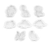 DEARMAMY 8Pcs Dinosaur Shape Biscuit Cutter Set Spring Plunger, 2 Sets (A+B) DIY Baking Mold Cookie Cutter for and Party Baking