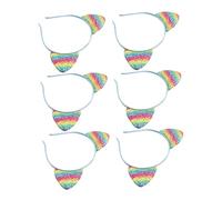 DEARMAMY 8Pcs Glitter Rainbow Cat Ears Headband for Durable Hair Hoops for Halloween Costume Carnival Birthday Parties and Photo Shoots