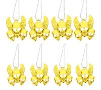 DEARMAMY 8pcs Gothic Skull Pendant Necklace for Party with Golden Plastic Skull Charm, Easy to Wear Hanging Chain Prop Suitable for Dancing Party and Costume Accessories