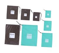 DEARMAMY 8Pcs Multi Function Drawstring Travel Bags Portable Storage Pouches for Organizing Toiletries Cosmetics Durable Lightweight Brown and Light Blue