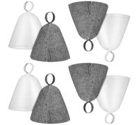 DEARMAMY 8pcs Wool Felt Sauna Hats with Built Card for Men Women Thick Absorbent Steam Bath Caps Breathable Hair Protectors for Banya Bathhouse Use