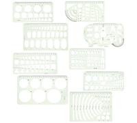 DEARMAMY 9pcs Geometric Drawing Templates Plastic Stencils with Circles and Ovals for Artists Transparent Measuring Tools for Painting Sketching Journaling Office School and Architectural
