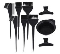 DEARMAMY 9pcs Hair Dyeing Kit with 6 Dye Brushes, 1 Mixing Bowl, and 2 Clips - Hair Coloring Tools Set for DIY Salon and Home Use